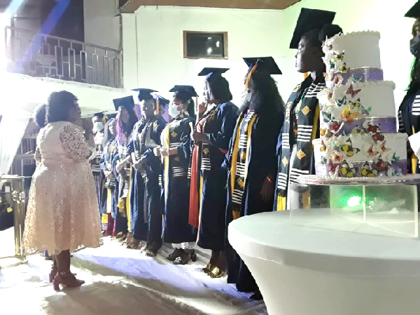 Ms Esther Edjeani, board chair of Hankies Institute, advising the graduates