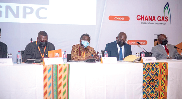  The panel for the forum included Dr Ben Asante (left) CEO of Ghana Gas, Dr Nii Darko Asante (2nd from left) Board Chairman of the Gas Consortium, and Mr Andrew Egyapa Mercer (2nd from right), a Deputy Minister of Energy 