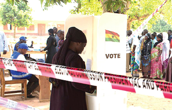A voter casting her ballot