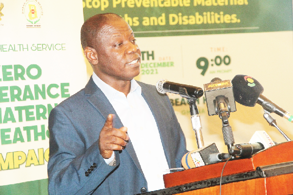 Dr Patrick Kuma-Aboagye, Director-General, GHS, addressing the launch yesterday. Picture: ESTHER ADJEI