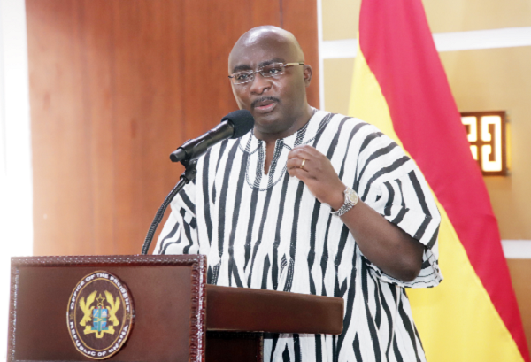 Vice-President Dr Mahamudu Bawumia addressing a delegation from the Commission for Technical and Vocational Training and Education at the Jubilee House.  Picture: SAMUEL TEI ADANO