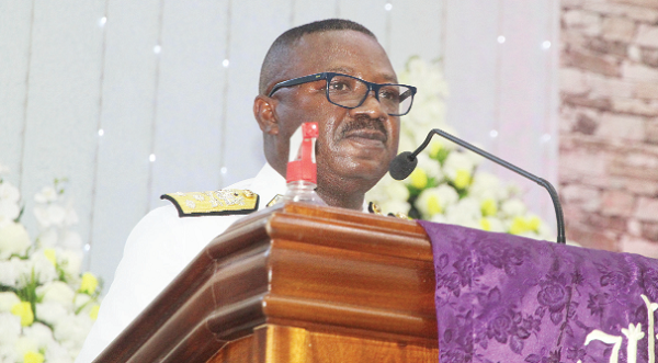 Vice Admiral Seth Amoama, Chief of the Defence Staff, Ghana Armed Forces,  addressing some officers and participants in the event.  Picture: ESTHER ADJEI 