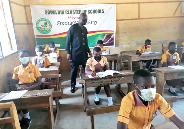  Professor Kwasi Opoku-Amankwa touring one of the Sowah Din School centres at the Adentan Municipality