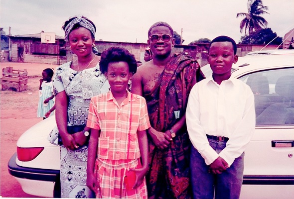 In happier times: Yaa and Mr Fofie with two of their children, Akwasi and Abena