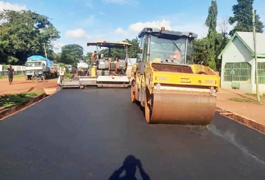 One of the roads being coated with asphalt in the Tamale Metropolis