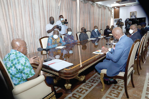 President Nana Addo Dankwa Akufo-Addo addressing a delegation from Afrexim Bank during the meeting at the Jubilee House. Picture: Samuel Tei Adano