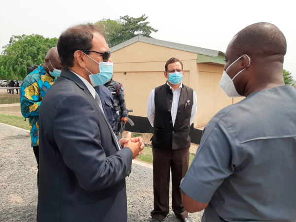 Mr Sungadh Rajaram (left), Indian High Commissioner to Ghana, being conducted around the facility