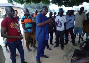 Dr. David Togbe Nfodjo interacting with some of his constituents during his 'Thank you' tour in the Ho West Constituency