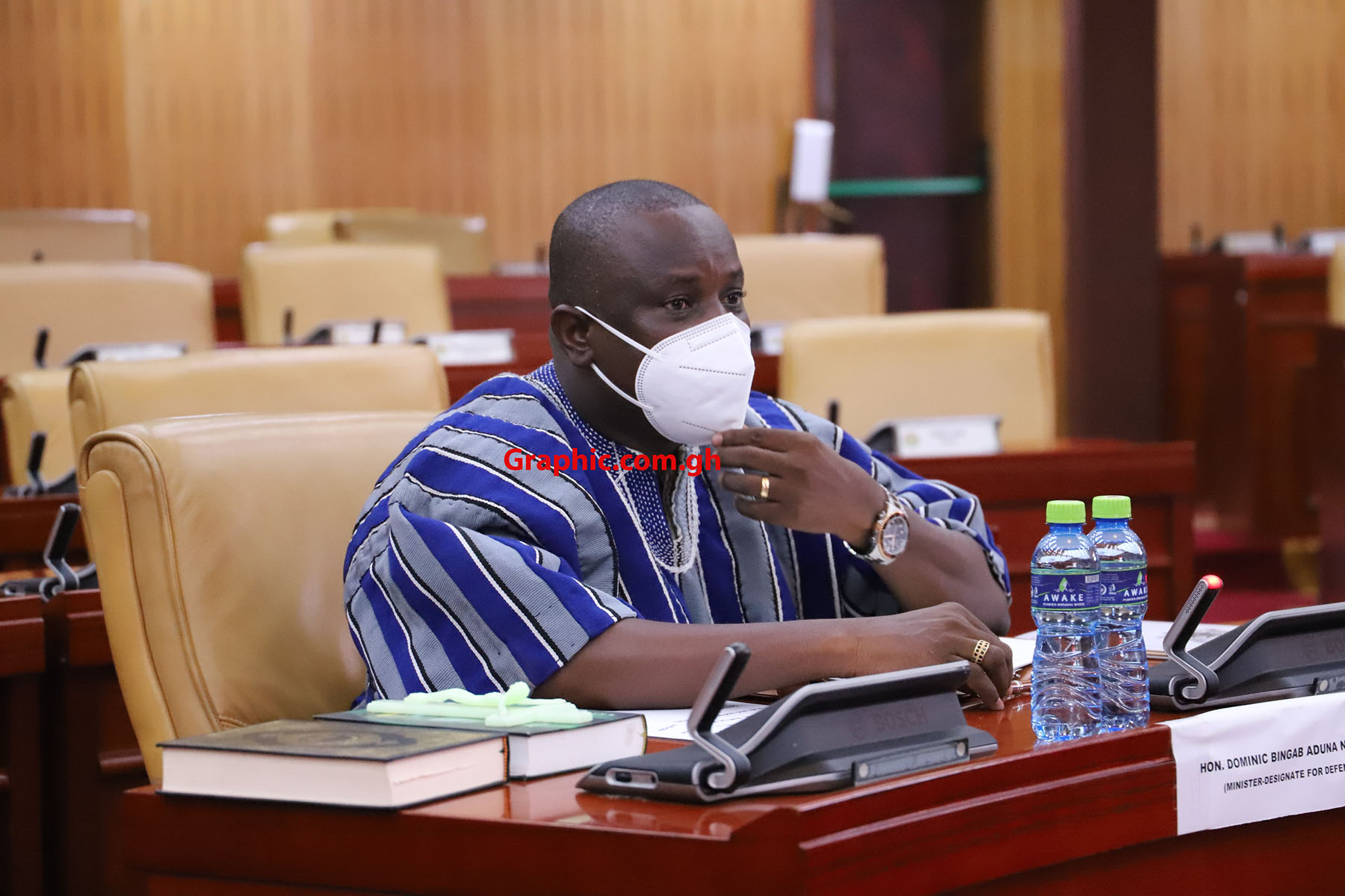 Mr Dominic Nitiwul responding to questions before the Appointments Committee of Parliament. Picture: GABRIEL AHIABOR