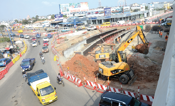 Work progressing steadily on drains at the Obetsebi-Lamptey Interchange. Pictures: Alberta Mortty