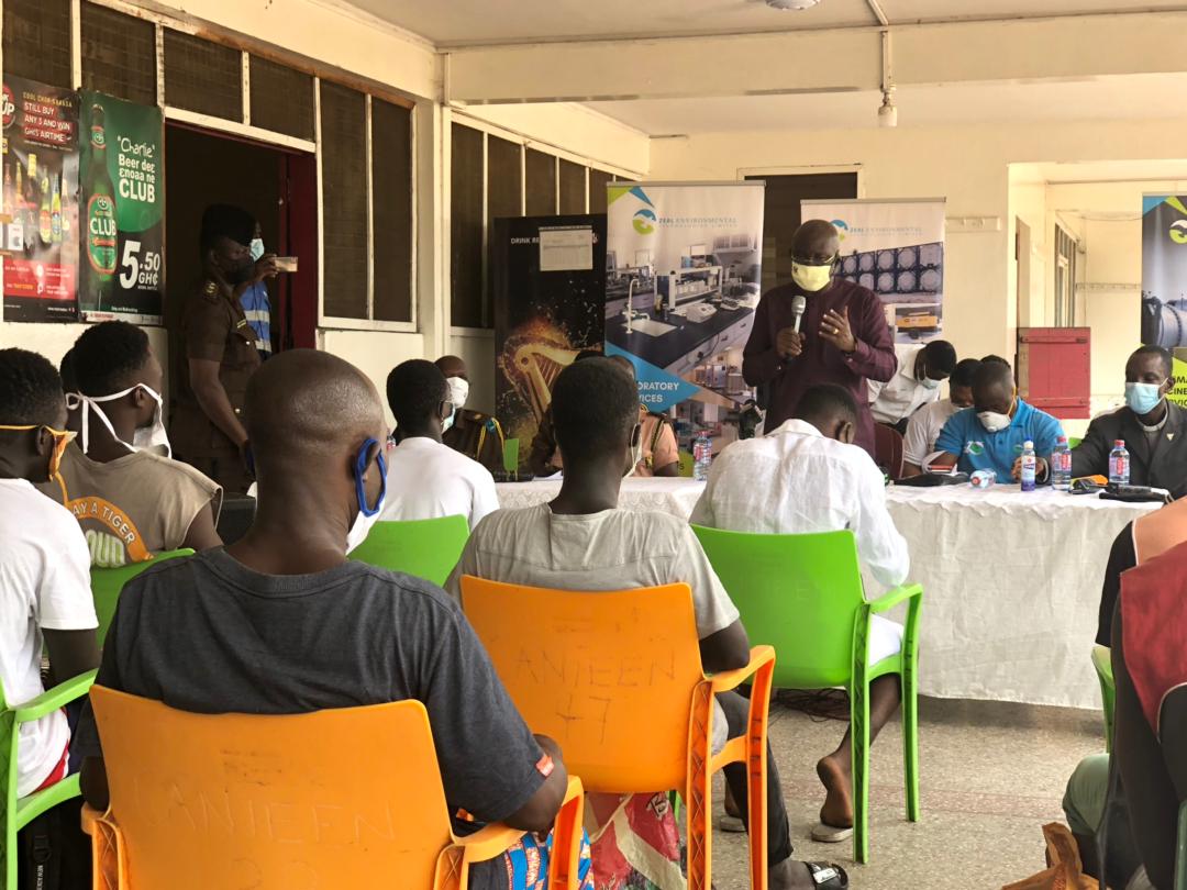 Mr Kwaku Ennin (with mic) addressing the inmates