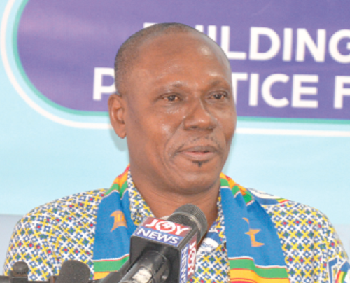 Dr John Amaglo, President of the Ghana Institution of Surveyors, addressing the press conference
