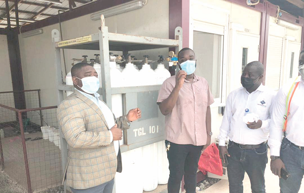 Dr Joseph Kojo Tambil (left), Mr John Williams Kufour (middle), Business Development Manager of Takoradi Gas and Mr Fredrick Amakye at the handing over ceremony 