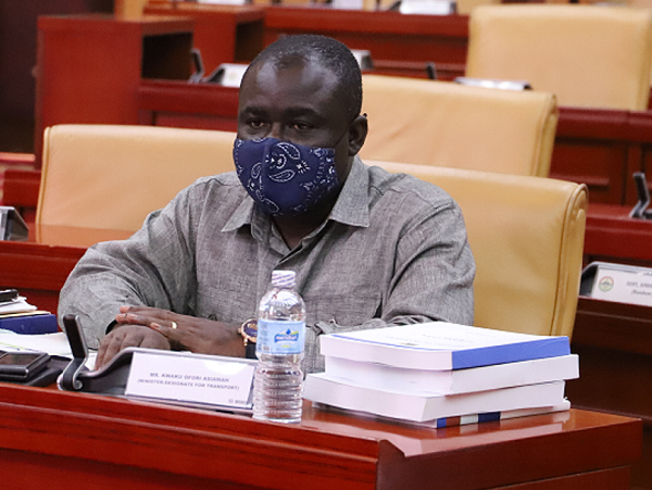 Mr Kwaku Ofori Asiamah responding to questions before the Appointments Committee of Parliament. Picture: GABRIEL AHIABOR