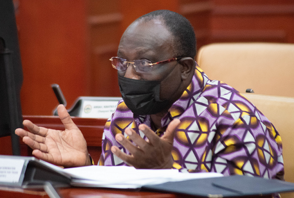  Mr Alan Kyerematen, Minister designate for Trade and Industry taking the oath before the Appointments Committee in Parliament. Picture: GABRIEL AHIABOR