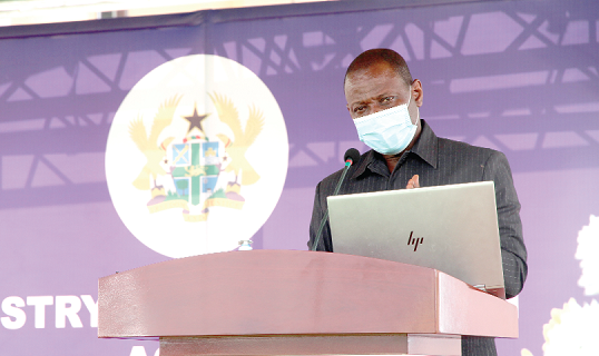• Dr Patrick Kuma-Aboagye, Director-General, Ghana Health Service, addressing the press