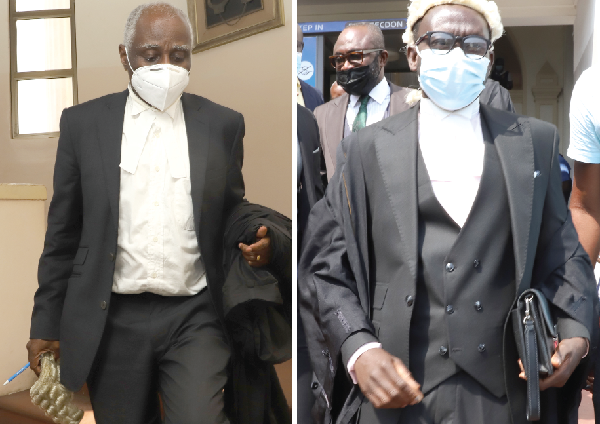  Lawyer Tsatsu Tsikata leaving the Supreme Court and  Mr Godfred Yeboah Dame, Deputy Attorney General, getting out of the Supreme Court building after the proceedings. Pictures: GABRIEL AHIABOR