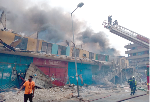Some shops at Aboabo station in  Kumasi gutted by fire last Sunday 