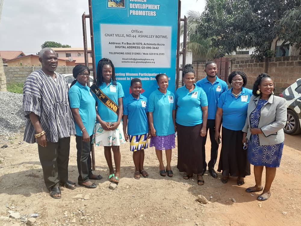 Mrs Victoria Norgbey (2nd right), the Executive Director of GLOWDEP, with some members and executives of GLOWDEP
