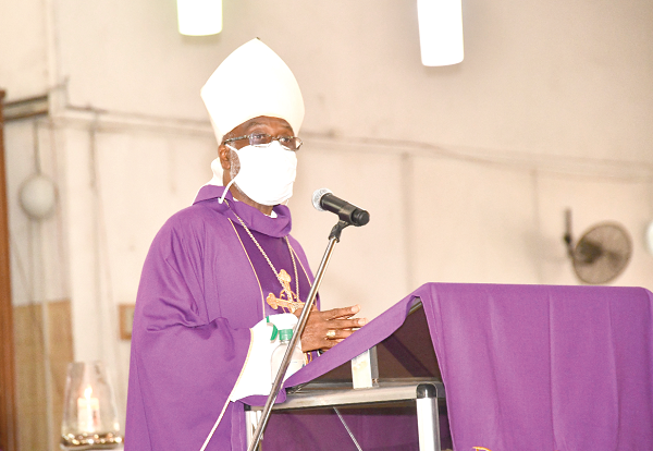The Most Rev Charles Gabriel Palmer Buckle delivering the homily. Pictures: EBOW HANSON 