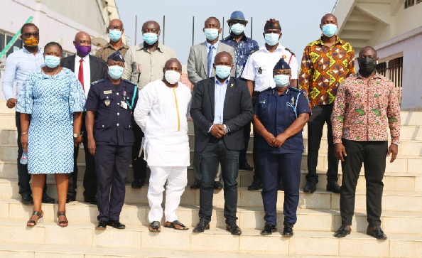 The NSA boss, Prof. Peter Twumasi (3rd right) with the LOC after the inauguration