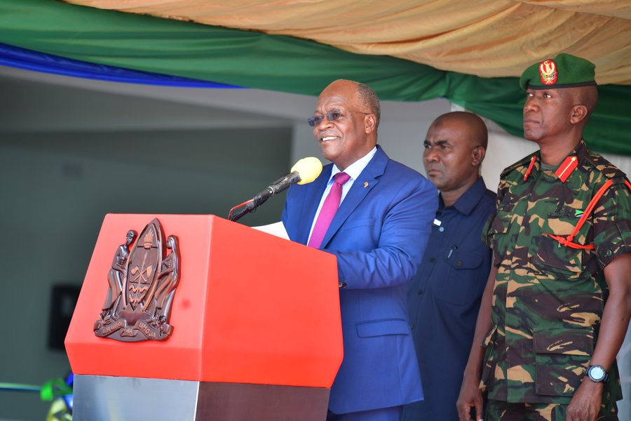 President John Magufuli speaking during the launch of a public forest in Chato.