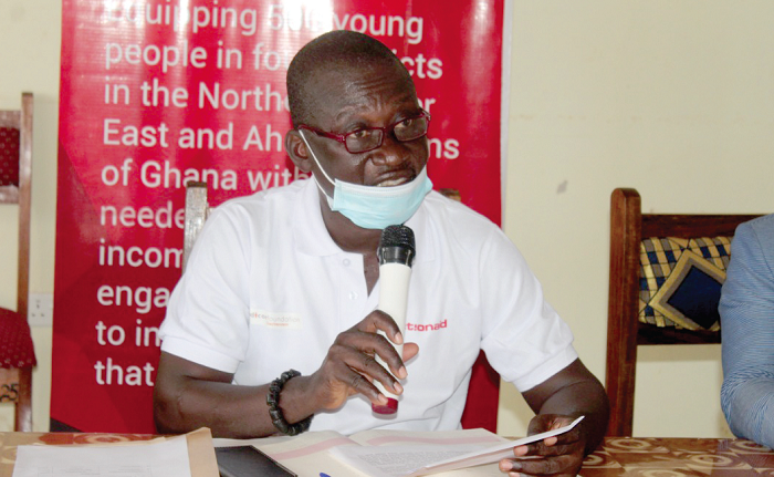 Mr Kwame Afram Denkyira, the Bono and Ahafo Regional Programme Officer of Actionaid Ghana, speaking during the forum