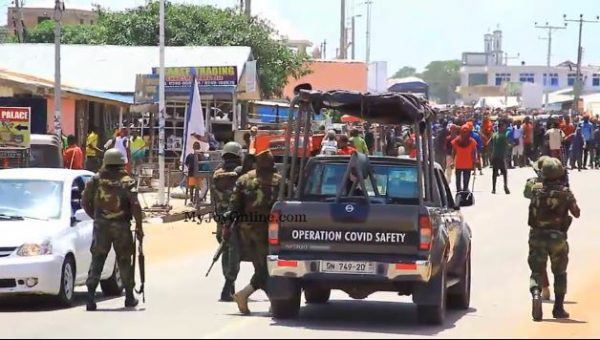 A scene from Ejura where security personnel clashed with protesting civilians on 29th June 2021. Two persons died here while others suffered injuries