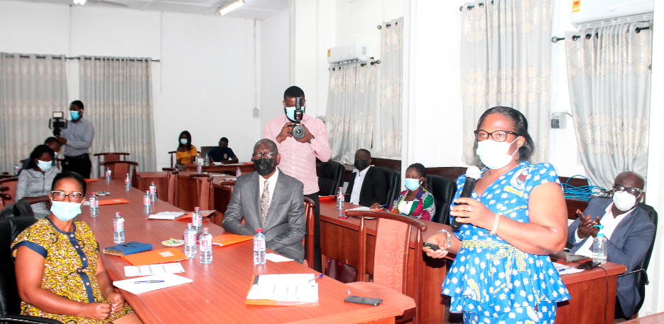 Prof Irene Egyir, Associate Professor, Department of Agricultural Economics and Agribusiness, University of Ghana, making a presentation at the stakeholders meeting on Agricultural Trade and Market Access for Food Security. Picture: Maxwell Ocloo