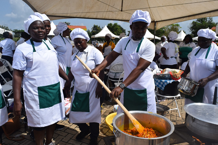 Some School Feeding caterers preparing some meals for schools
