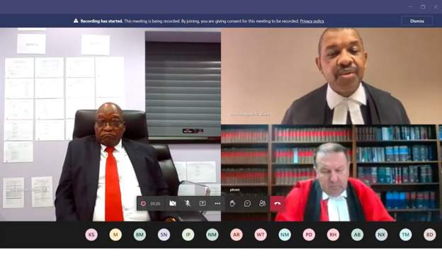 Zuma appears in virtual corruption trial from jail
