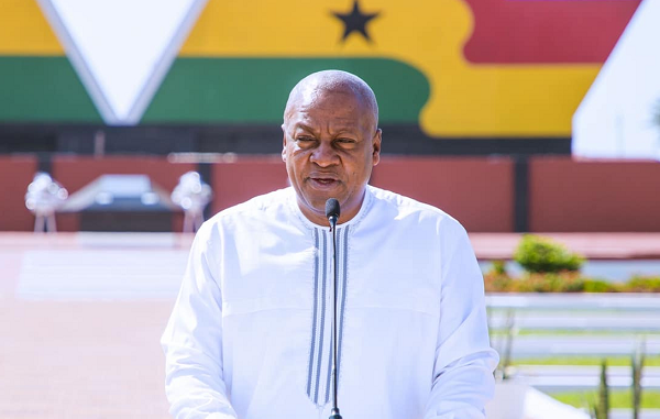 Former President Mahama speaking at  the wreath-laying ceremony