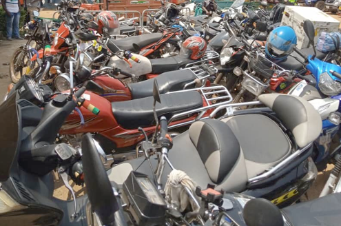 Some of the impounded motorbikes