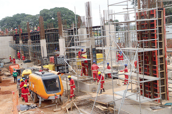 The new maternity block under construction
