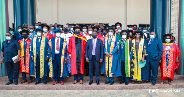 Vice-President Mahamudu Bawumia (arrowed) with members of Congregation of the University of Professional Studies, Accra