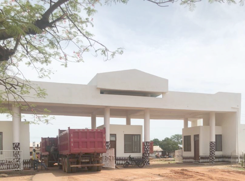 Work in progress at the entrance of the college