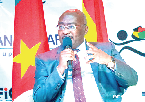 Vice-President Mahamudu Bawumia (inset) addressing delegates at the 5th Ghana International Trade &amp; Finance Conference