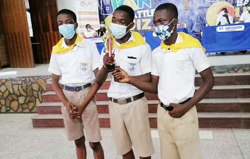  From left: Longdon Fiifi Reginald, Braisnah Rafiu and Boamah E. Edward, displaying the trophy they won