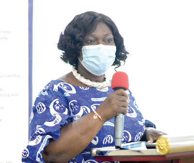 Mrs Cecelia Senoo, the Executive Director of Hope for Future Generations (HFFG), addressing the guests at the launch