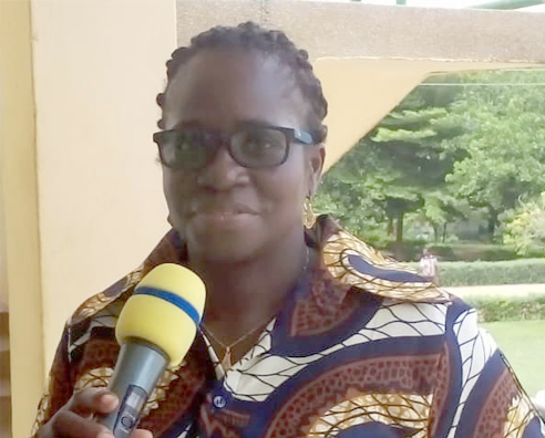 Superintendent Florence Anaman (left) addressing students of the Oyoko Methodist Senior High School last Friday