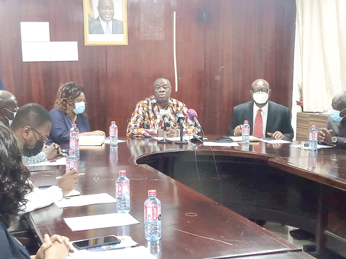 Dr Ibrahim Awal (middle), Minister of Tourism, Arts and Culture, addressing members of the committee