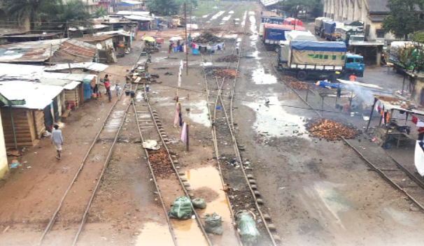 The current situation of the railway line from Adum, close to the Railway Station near Kejetia in Kumasi. Picture: Emmanuel Baah