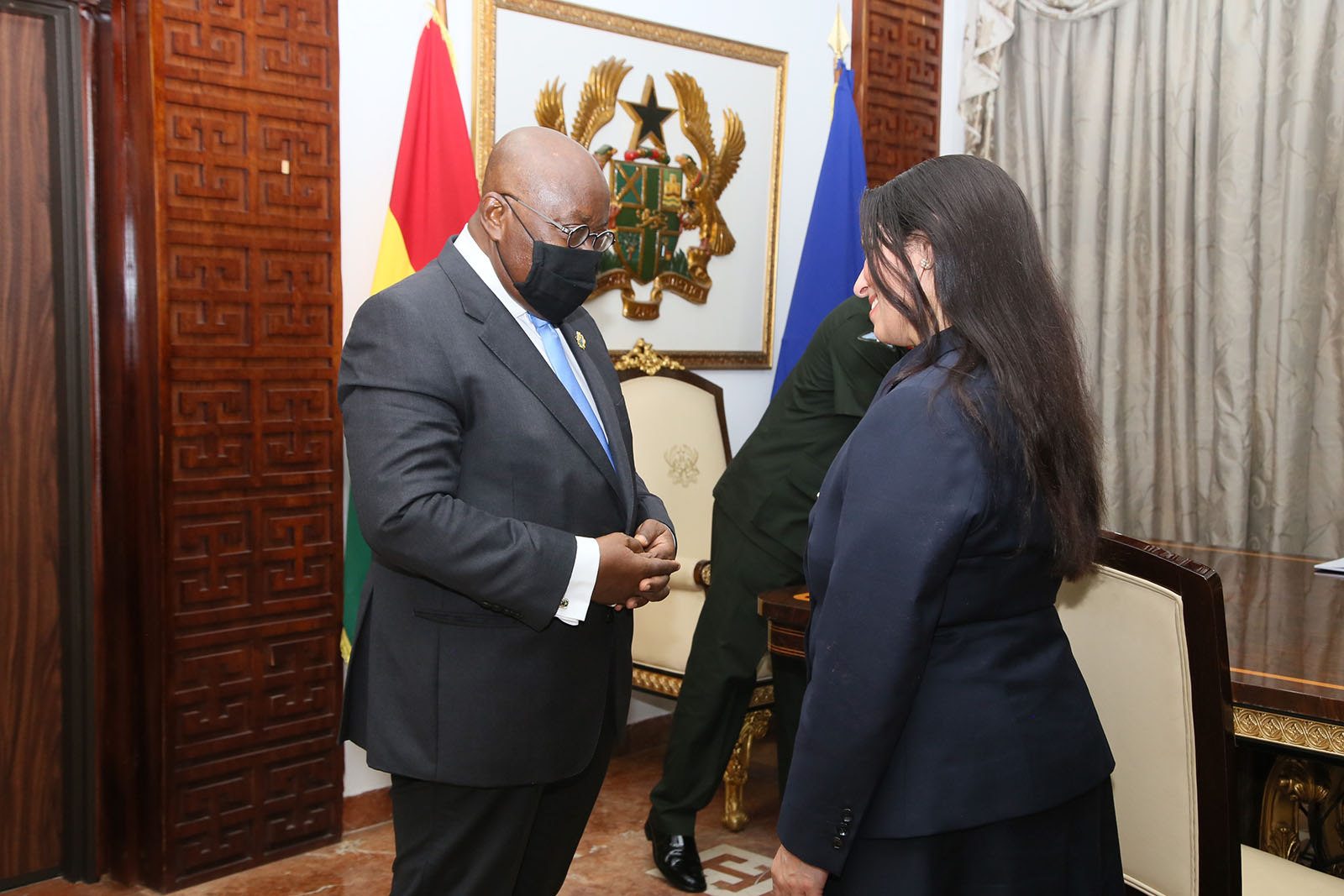 President Akufo-Addo welcoming Ms Priti Sushil Patel, UK Home Secretary to the Jubilee House for a meeting. PICTURES BY SAMUEL TEI ADANO