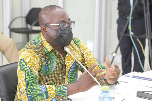  Mr William Owuraku Aidoo, Deputy Minister designate for Energy, answering questions before the Appointments Committee of Parliament. Picture: GABRIEL AHIABOR