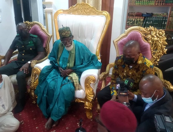 The National Chief Imam, Sheikh Osman Nuhu Sharubutu (middle) flanked by the Chief Executive Officer (CEO) of the Forestry Commission, Mr John Allotey (right) and the Deputy Chief Executive Officer of the Forestry Commission, Sulemana Nelson.