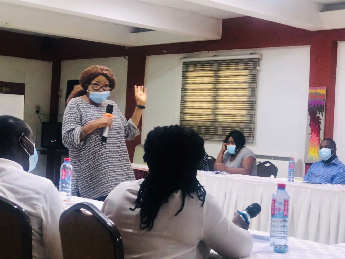 Ms Lydia Lariba Bawa (standing), former Commissioner of Insurance, Nic, speaking to the staff of Imperial General Assurance during the training workshop 