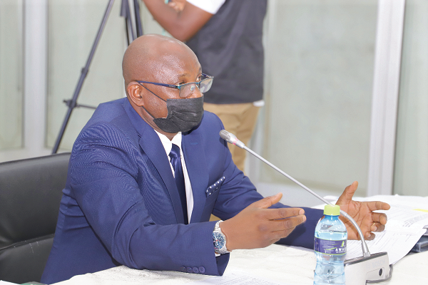 Mr Bright Wireko Brobbey,  a Deputy Minister designate for Employment and Labour Relations, answering questions during his vetting. Picture: GABRIEL AHIABOR  