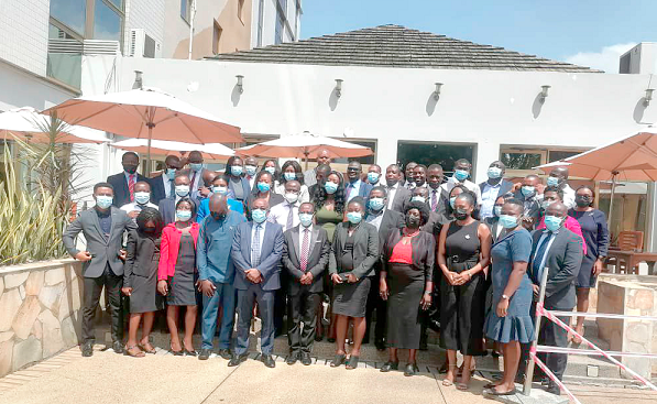  •Participants after the workshop organised by the Financial Intelligence Centre (FIC) on money laundering and terrorism financing for players in the financial sector in Accra