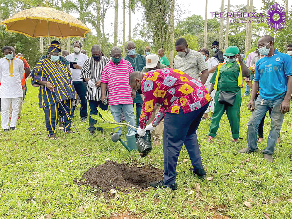  Mr Kwaku Kwaakye of the Rebecca Foundation planting a tree on behalf of the First Lady