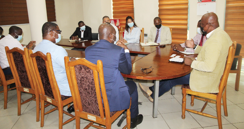 Mr Ato Afful (right), Managing Director of the Graphic Communications Group Limited, speaking during the meeting with the delegation from Expertise France and GHASORG. Picture: ESTHER ADJEI